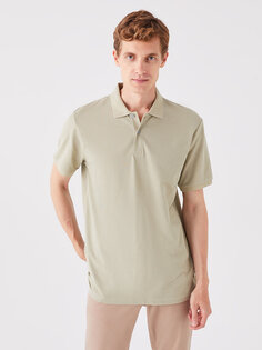 Мужская футболка из пике с короткими рукавами и воротником-поло LCWAIKIKI Basic, светлый хаки