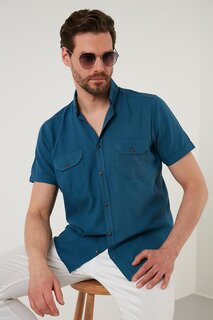 Рубашка с карманами из 100% хлопка с воротником на пуговицах CF21S111153 Buratti, индиго