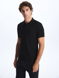 Мужская футболка из пике с короткими рукавами и воротником-поло LCWAIKIKI Classic, новый черный