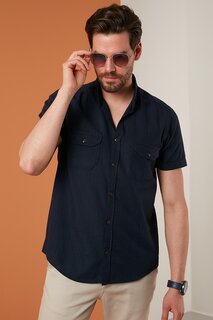 Рубашка с карманами из 100% хлопка с воротником на пуговицах CF21S111153 Buratti, темно-синий