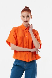 Рубашка с короткими рукавами и двойными карманами Fullamoda, апельсин