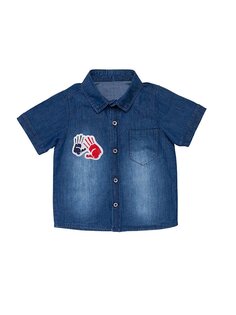 Рубашка с принтом для мальчика с ручной вышивкой COPPA BABY, темно-синий