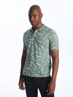 Мужская футболка из пике с короткими рукавами и воротником-поло с рисунком LCW Vision, матовый мятно-зеленый