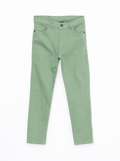 Базовые габардиновые брюки Super Skinny Fit для мальчиков LCW Kids, зеленый