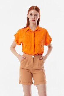 Рубашка с короткими рукавами и двойными карманами Fullamoda, апельсин