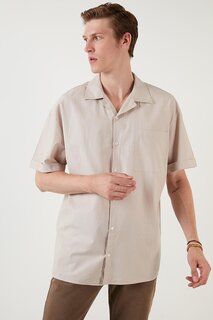 Рубашка свободного покроя с коротким рукавом и открытым воротником с одним карманом CF21194664 Buratti, экрю