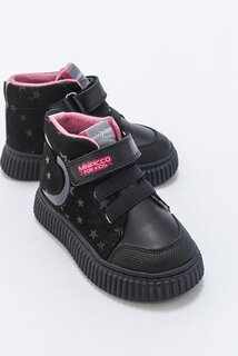 Черные повседневные ботинки анатомической формы из натуральной кожи для девочек MİNİPİCCO, черный Minipicco