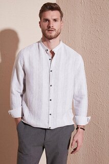 Рубашка стандартного кроя из 100 % хлопка с длинным рукавом и воротником-стойкой в полоску CF23S126827 Buratti, светло-серый