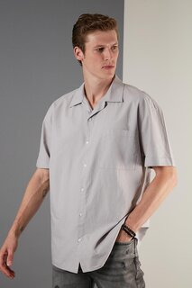Рубашка свободного покроя с коротким рукавом и открытым воротником с одним карманом CF21194664 Buratti, серый