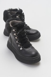 Черные повседневные ботинки анатомической формы из натуральной кожи для девочек MİNİPİCCO, черный Minipicco