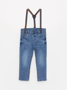 Базовые джинсовые брюки для мальчика и подтяжки для брюк, 2 предмета LCW baby, среднее индиго родео