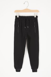 Черные спортивные штаны для мальчиков с карманами на молнии и эластичным поясом 17059 Cansın Mini