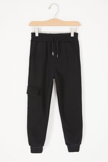Черные спортивные штаны для мальчиков с приподнятыми карманами Cargo Pocket 17065 Cansın Mini