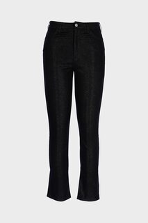 Черные серебристые джинсовые брюки скинни с высокой талией и молнией Judy C 4521-197 CROSS JEANS