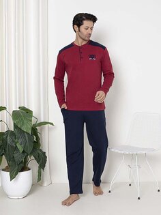 Мужской пижамный комплект с плечевым ремнем из хлопка, сезонный M70072269 ahengim, бургундия