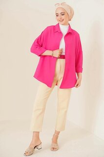 Женский хиджаб темно-розового цвета, длинная базовая рубашка широкого кроя HZL24W-BD139001 hazelin