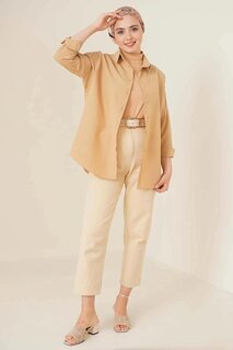 Женский хиджаб светло-коричневого цвета, длинная базовая рубашка широкого кроя HZL24W-BD139001 hazelin