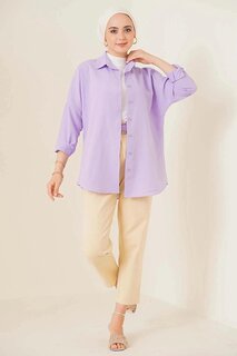 Женский хиджаб сиреневого цвета, длинная базовая рубашка широкого кроя HZL24W-BD139001 hazelin