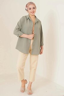 Женский хиджаб цвета хаки, длинная базовая рубашка широкого кроя HZL24W-BD139001 hazelin
