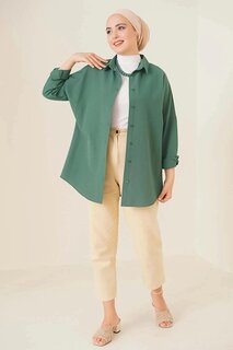 Женский хиджаб изумрудно-зеленого цвета, длинная базовая рубашка широкого кроя HZL24W-BD139001 hazelin