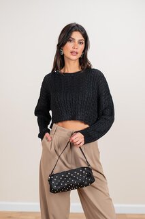 Женский черный вязаный серебристый свитер Салоники ECROU