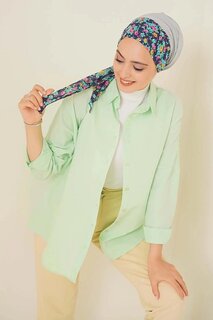 Женский хиджаб, светло-зеленая длинная базовая рубашка широкого кроя HZL24W-BD139001 hazelin