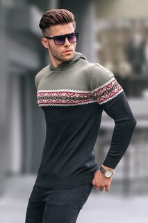 Мужской свитер хаки с капюшоном 5624 MADMEXT