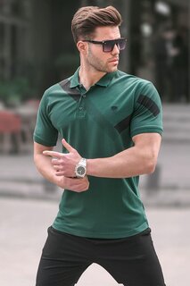 Темно-зеленая мужская футболка поло с рисунком 6081 MADMEXT