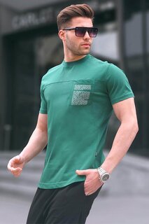 Темно-зеленая мужская футболка стандартного кроя с накладным карманом 6102 MADMEXT