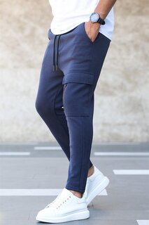 Мужской спортивный костюм темно-синий с карманами 4834 MADMEXT
