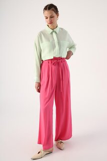 Темно-розовые широкие брюки из вискозы со складками на эластичном поясе ALL DAY