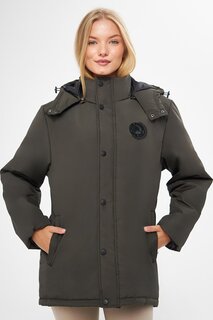 Женское меховое водо- и ветрозащитное зимнее пальто с капюшоном, пальто и парка BPA-163 River Club, хаки