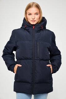 Женское надувное зимнее пальто с капюшоном и защитой от воды и ветра BDM-400 River Club, темно-синий