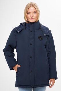 Женское меховое водо- и ветрозащитное зимнее пальто с капюшоном, пальто и парка BPA-163 River Club, темно-синий