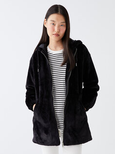 Женское однотонное пальто с капюшоном LCW Modest, черный