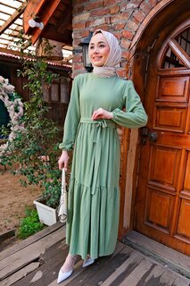 Женское платье с завязкой на талии мятно-зеленое Locco