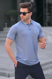Темно-синяя мужская футболка стандартного кроя с вышивкой поло 6108 MADMEXT
