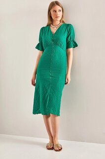 Женское платье с фестонами на пуговицах спереди SHADE, зеленый