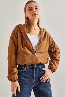 Женское плюшевое пальто с капюшоном SHADE, коричневый