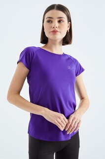Темно-фиолетовая женская футболка стандартного кроя с круглым вырезом и короткими рукавами сзади TOMMYLIFE