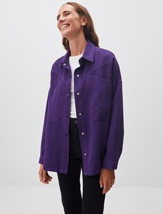 Темно-фиолетовая длинная джинсовая тканая куртка свободного кроя Jimmy Key
