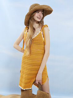 Женское пляжное платье без бретелек с V-образным вырезом и вышивкой XSIDE