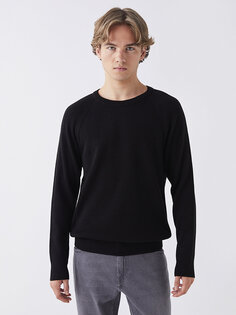 Мужской трикотажный свитер с круглым вырезом и длинными рукавами LCW Casual, новый черный