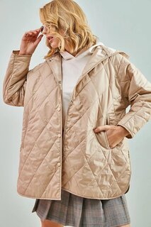 Женское стеганое пальто с ромбовидным узором SHADE, бежевый