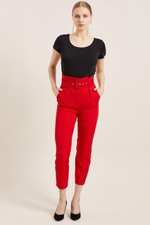Тканевые брюки с высокой талией и красным поясом Giens