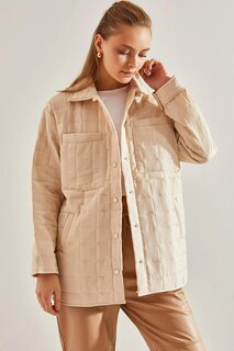 Женское стеганое пальто с 4 карманами SHADE, бежевый