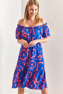 Женское эластичное платье с воротником Мадонна на талии SHADE, синий