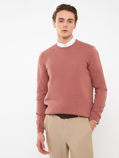 Мужской трикотажный свитер с круглым вырезом и длинными рукавами LCWAIKIKI Basic, матовый розовый