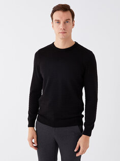 Мужской трикотажный свитер с круглым вырезом и длинными рукавами LCWAIKIKI Classic, новый черный