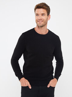 Мужской трикотажный свитер с круглым вырезом и длинными рукавами LCWAIKIKI Classic, новый черный